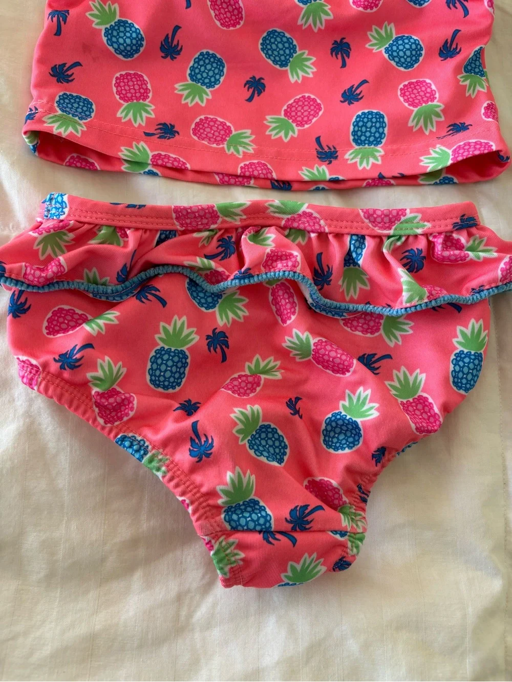 Penny M. Girls 4T 2-Piece Swim Set Ruffle Tank Top Bikini Bottom Pineapple